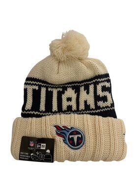 New Era NFL Titans Knit Beanie Hat One Size Removeable Pom Winter Football